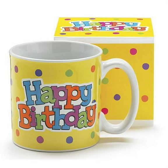 Burton & Burton Happy Birthday Crazy Cake Yellow Mug