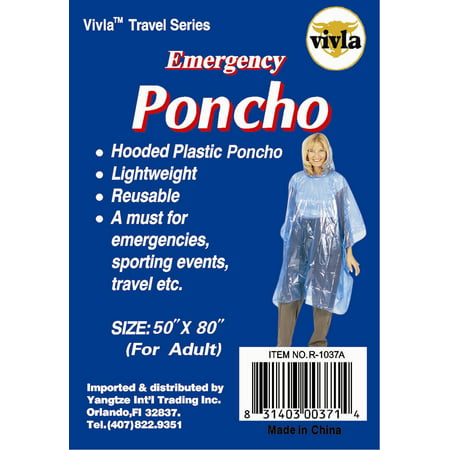Emergency Adult Poncho (Best Lightweight Rain Poncho)