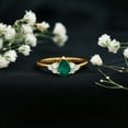 thumbnail image 4 of Rosec Jewels Pear Shape Emerald Solitaire Ring with Diamond for Women - 5X7 mm (AAA Grade), 14K Yellow Gold, US 3.50, 4 of 9