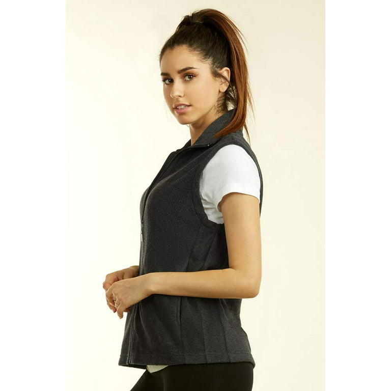 DailyWear Womens Full-Zip Plush Polar Fleece Vest (Charcoal Grey, Medium)