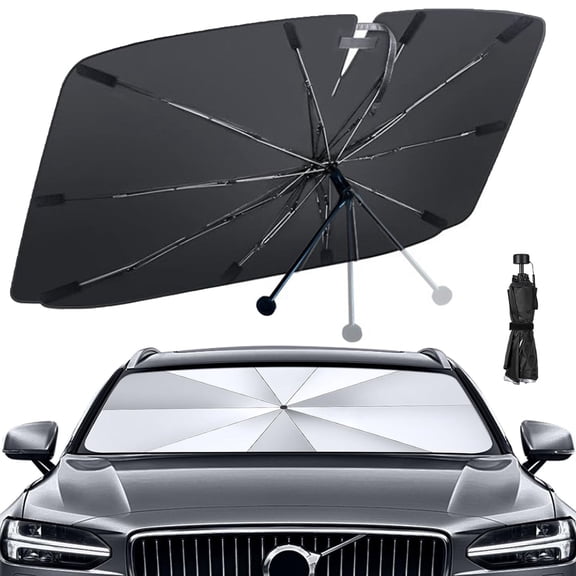 Windshield Sun Shade Umbrella, Windshield Umbrella Shade, Car Sun Shade Windshield Cover, Foldable Car Front Window Protector, Summer Car Essentials for Cars Windshield Fits, SUVs, Hatchback