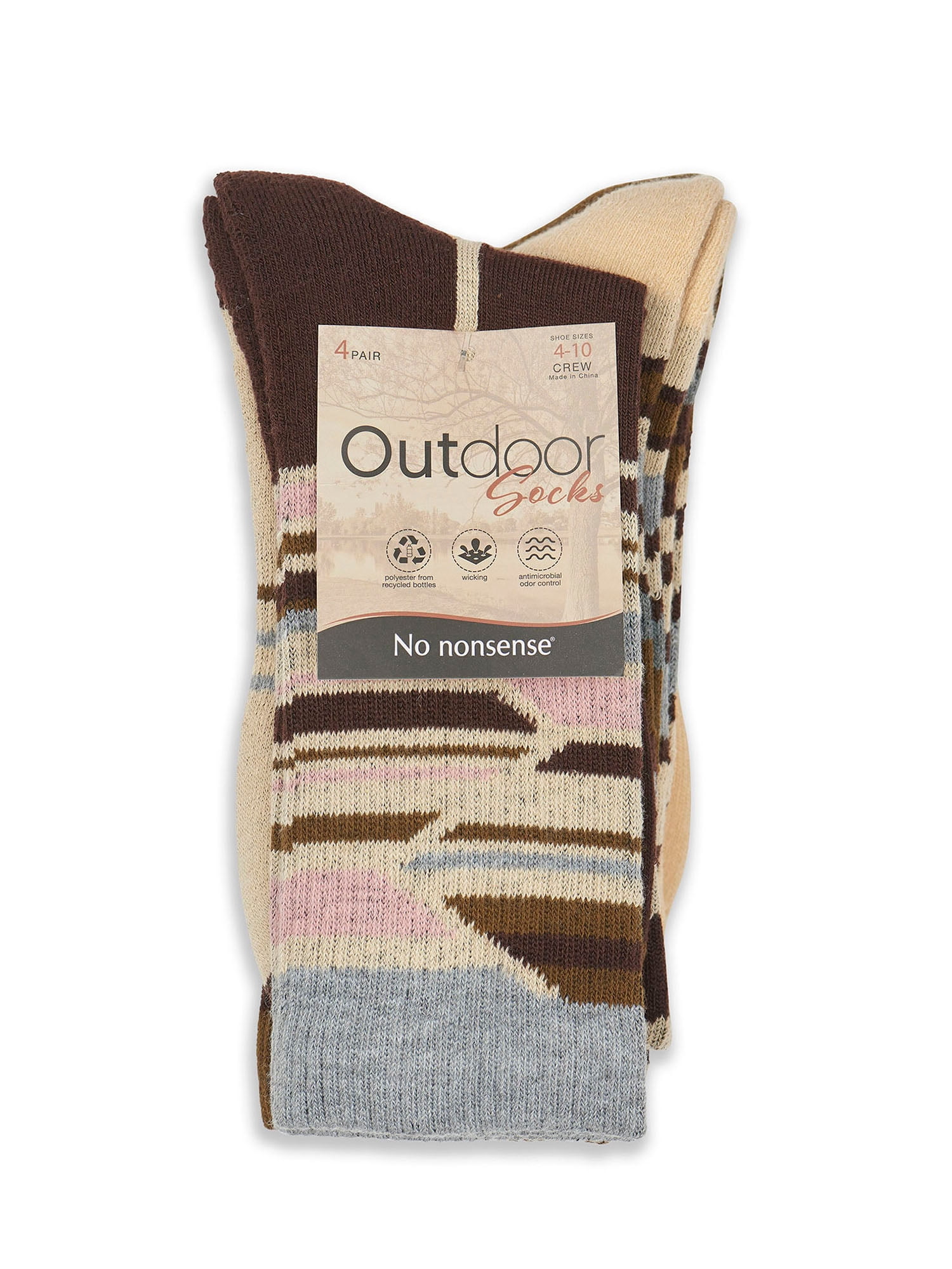 No Nonsense Outdoor Women's Crew Sock, 4 Pack