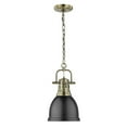 thumbnail image 4 of Duncan Small Pendant with Chain in Aged Brass with a Matte Black Shade, 4 of 5