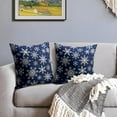thumbnail image 3 of Navy Blue Cream Winter Snowflakes Pillow Covers 20x20 Set of 2 Christmas Decorative Throw Pillows Outdoor Farmhouse Xmas Holiday Seasnoal Pillowcases Cushion Case Decor for Home Sofa Couch Bed, 3 of 4