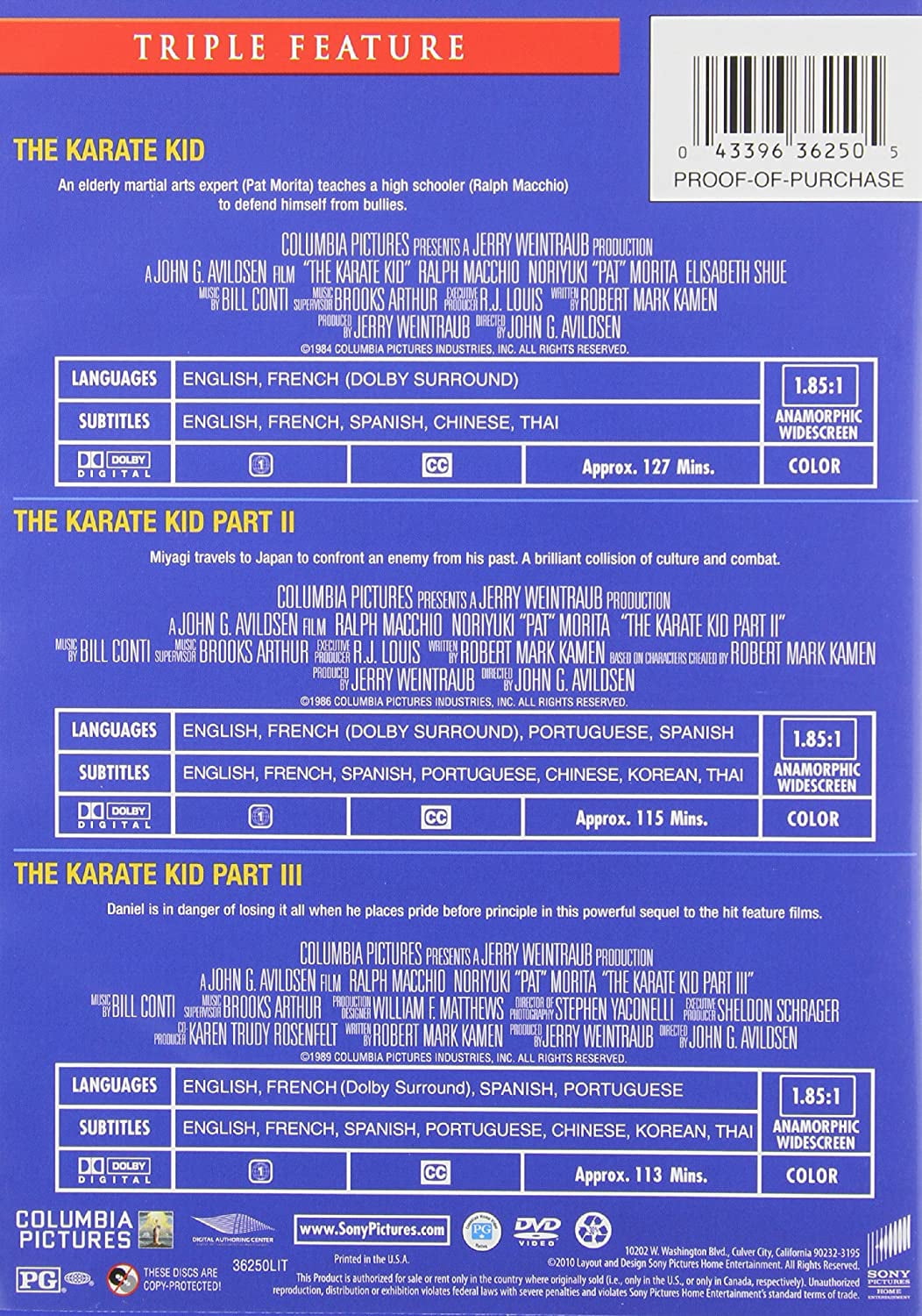 Karate Kid / Karate Kid: Part II / Karate Kid III (DVD), Sony Import, Drama