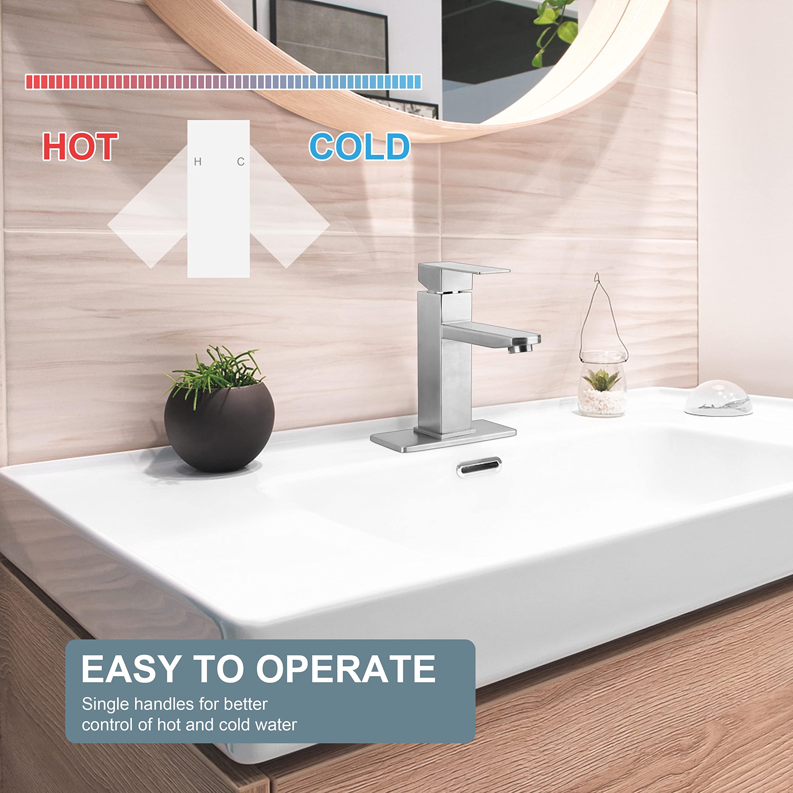 Coliware Brushed Nickel Bathroom Faucet Single Handle photo 4