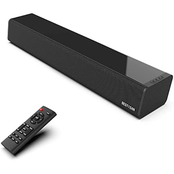 Barra de sonido BESTISAN de 50 W con Bluetooth 5.0 y múltiples conexiones, altavoz ultrafino para TV de 16 pulgadas con graves ajustables