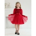 thumbnail image 4 of SILVERCELL 2-7T Toddler Baby Girls Christmas Velvet Dresses Casual Puff Sleeve Tulle Tutu Dress Sequins Stars Party Dresses, 4 of 9