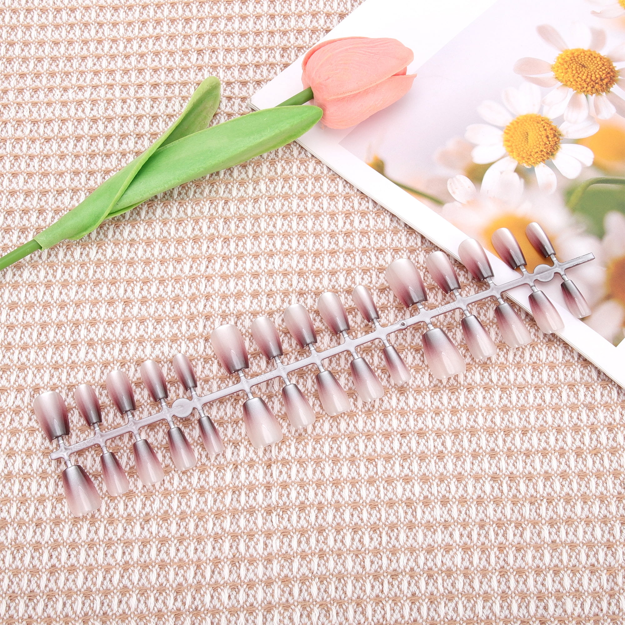 Unique Bargains Gradient Short Coffin Fake Nails 1Set/30Pcs 193-03