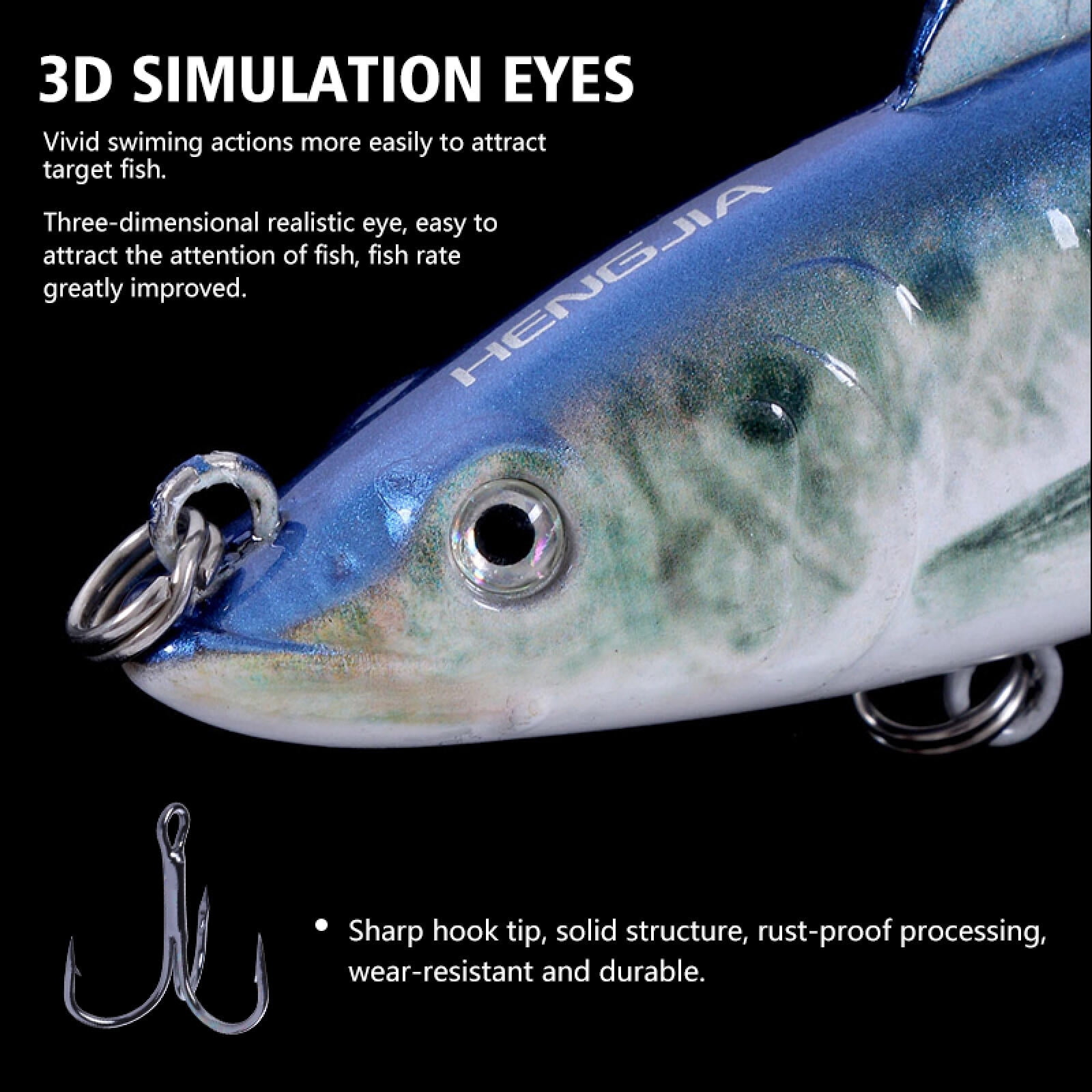 HENGJIA Fishing Lures, 5pcs Large Multi Jointed Fish Fishing Kits Slow Sinking Lifelike Swimbait Freshwater and Saltwater for Trout Bass Lures, 7"/1.34oz