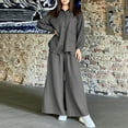 thumbnail image 2 of 2 Piece Linen Short Sets for Women Fall Linen Outfits Women 2 Piece Plus Women鈥榮 Solid Color V-neck+Pants Set Casual Home Two-piece Set Long Sleeved V-neck Pajamas Set, 2 of 6