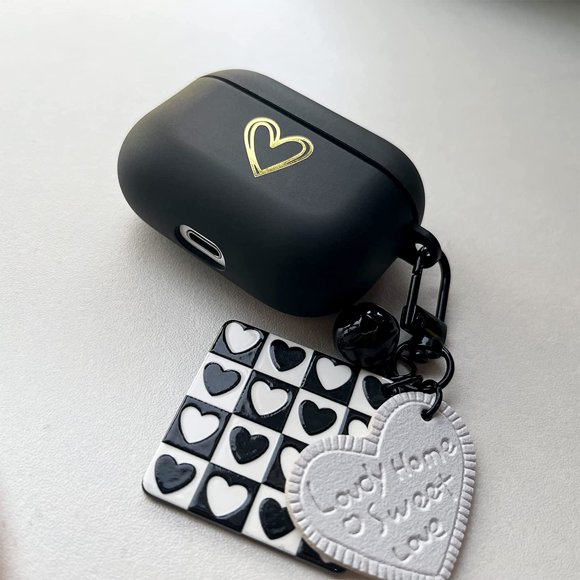 AmPm Amour Coeur Cas Compatible avec AirPods Pro, Couverture de Peau Cas Mignon avec Porte-Clés, Modèle de Coeur Lisse TPU Protection Portable Accessoires Femmes Filles Cas pour AirPods Pro Cas de Charge
