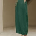 thumbnail image 6 of Kaemgyyd Womens Cotton Linen Pants Loose Fit Wide Leg Casual Pants Elastic Waist Cropped Trousers for Beach Vaction, 6 of 6