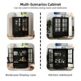 thumbnail image 6 of GZXS Black Minimalist Storage Buffet Cabinet with Glass Doors and Drawer, 28" MDF Cupboard with Adjustable Shelf and Solid Wood Legs for Hallway, Dining Room, Home Office, 6 of 9