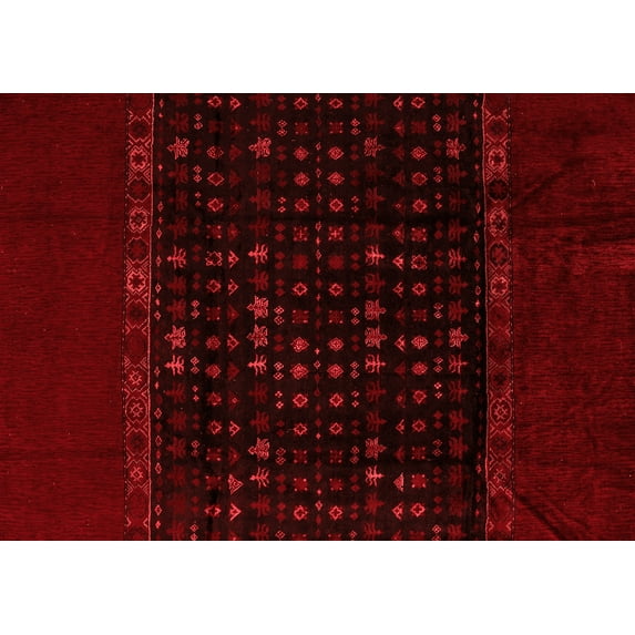 Ahgly Company Indoor Rectangle Abstract Red Modern Area Rugs, 3' x 5'