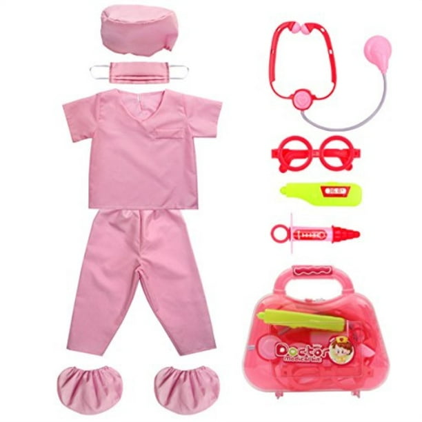 Kidâ??s Scrubs fedio Doctor Role Play Costume Dress up Set with Doctor Medical Kit for Toddler
