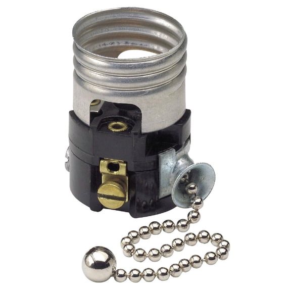 Leviton Do it Interior Lamp Socket With Pull Chain - Pack of 2 — Residential Use, Standard Application