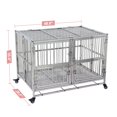 thumbnail image 3 of Aoile 48" Heavy Duty Stainless Steel 2-Door Dog Crate with Wheels and Removable Tray, 3 of 9