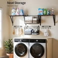 thumbnail image 6 of Garage Shelving Wall Mounted, Heavy-Duty Garage Wall Shelving with Baskets & Hooks Supports up to 154 LBS in Total, Tool Storage Organizer for Home, Garden, Kitchen, Laundry Room, 6 of 7