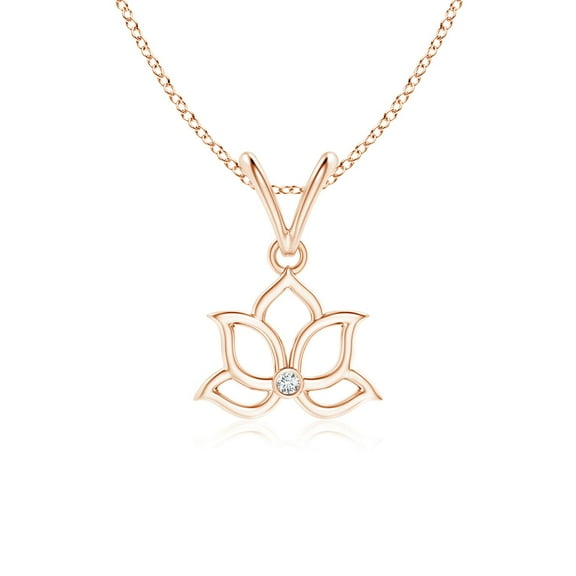 ANGARA Natural Bezel-Set Diamond Lotus Flower Pendant in 14K Rose Gold for Women (Size-1.3mm| Color-G| Clarity-VS2) | April Birthstone, Anniversary, Jewelry Gift for Women | Natural Diamond Necklace