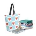 thumbnail image 2 of FORMRS Womens Canvas Tote Bag with Zipper Inner Pocket Shoulder Handbag, Light Blue Checkered Heart, 2 of 7