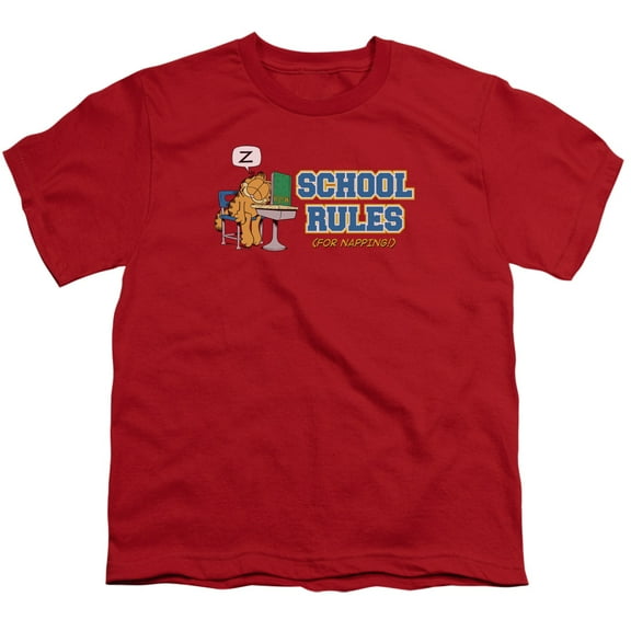 Garfield - School Rules - Youth Short Sleeve Shirt - Large