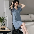 thumbnail image 5 of ZTTD Women's Maternity Leisure Short Sleeve V-Neck Breastfeeding Ice Silk Lactation Nightdress Dress With Chest Pads, Sizes S-L, 5 of 9