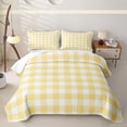 thumbnail image 2 of Erosebridal Sunny Check Quilt King,Yellow Plaid King Coverlet Set For Boys,3 Pieces, 2 of 7