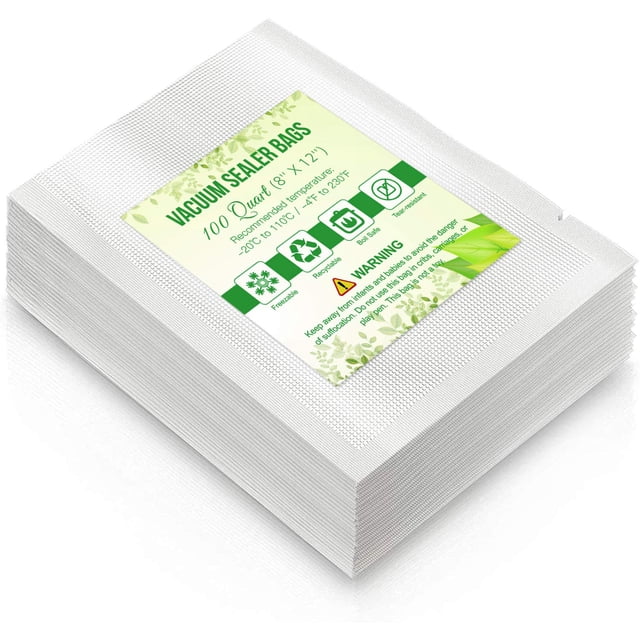 Accenter Vacuum Sealer Bags 100 Quart 8x12 Inch Commercial Grade Food Saver Bags, Seal a Meal, BPA Free, Heavy Duty, Perfect for vac storage, Meal Prep or Sous Vide (8"x12")