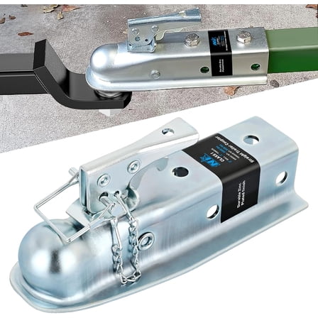 Nilight Straight Trailer Coupler with Security Latch&Chain for 2-Inch Hitch Ball, 2-Inch Channel,3500 LBS,Heavy Duty Trailler Tongue Coupler for Station Wagon, Truck, Bolted & Welded Installation