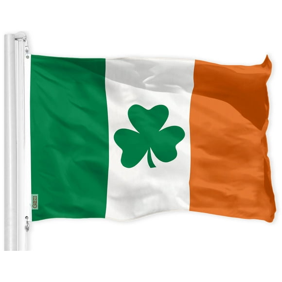 G128 Irish Shamrock Flag 150D Quality Polyester 3x5 ft Printed Brass Grommets Flag Indoor/Outdoor -