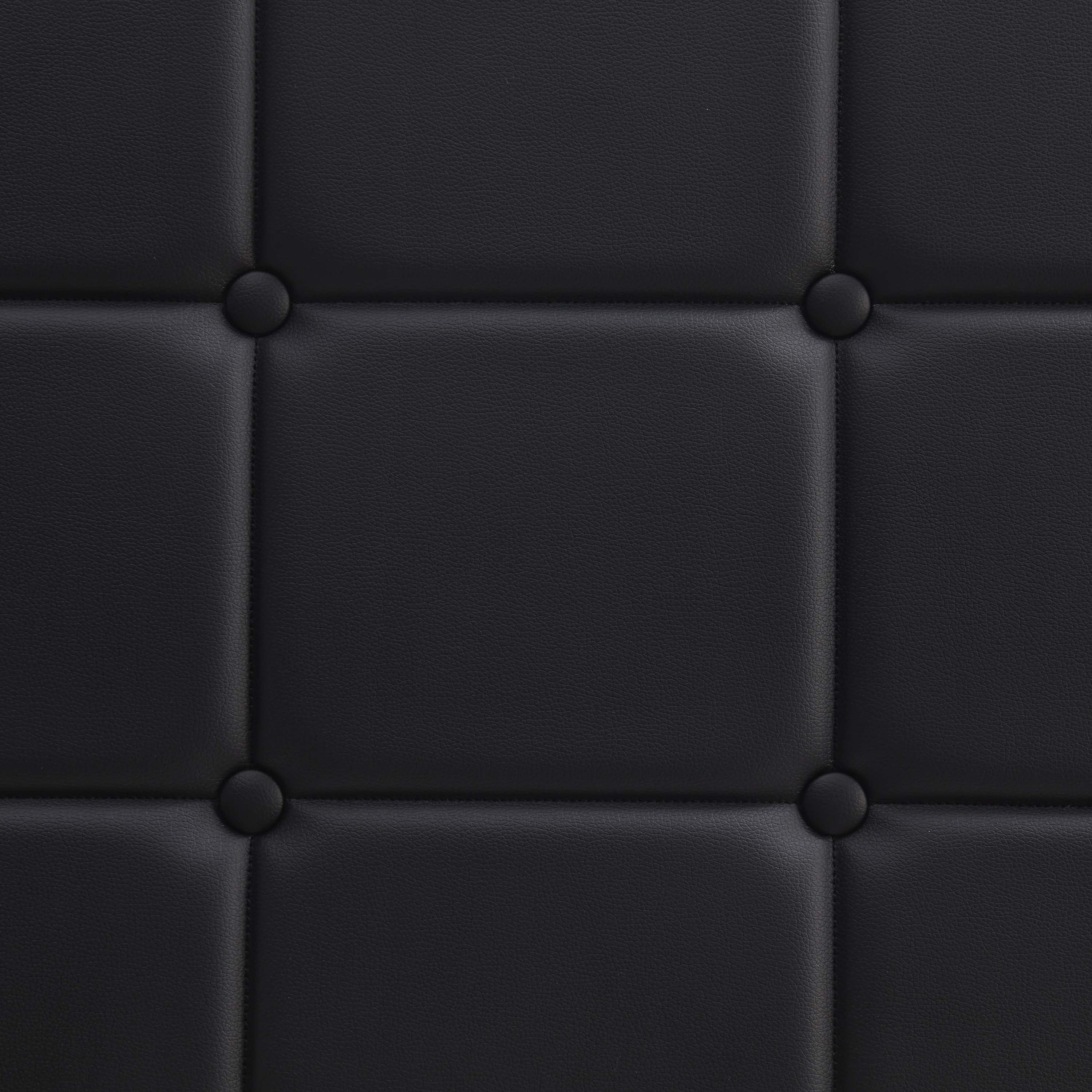 LammaLoe Faux Leather Button Square Tufted Full Headboard with Adjustable Height, Black, Full
