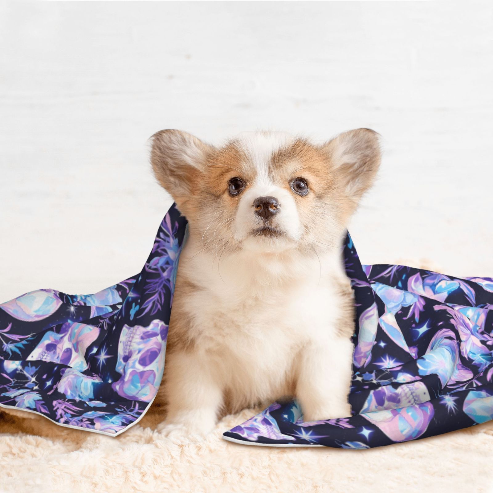 Naloa Skull crystal flower Dog Blanket, 3 Sizes Cat Blanket for Indoor Cats Large Medium Small Dog Gifts-Medium