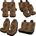 thumbnail image 3 of Uorisanigo Brown Leopard Print 10 Pieces Car Seat Covers Sets with Comfortable Auto Steering Wheel Accessories Seat Belt Pads Car Water Cup Coaster and Keychains Suitable for Most Cars SUVs, 3 of 7