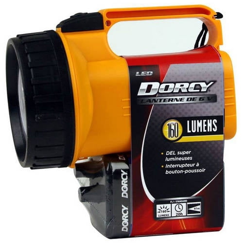Dorcy 41 2082 LED Flashlight Lantern with 6 Volt Battery and Nylon Lanyard, 55 Lumens, Yellow Finish