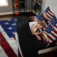 thumbnail image 4 of Manfei Cartoon Football Queen Bedding, US Flag Sport Bedding Comforter Set Queen, Red White Blue, Black Reversible 7pcs, 4 of 6