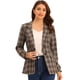 thumbnail image 1 of Blazers para mujer Chaqueta tipo blazer a cuadros con solapa con muesca Boyfriend Marrón Claro S, 1 of 6