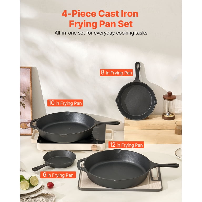Kffkff 4-Piece Cast Iron Skillet Set with Silicone Handles photo 2