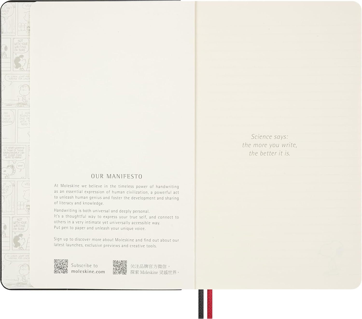 Moleskine Limited Edition Peanuts 'Snoopy' Notebook, Hard Cover, Large (5" x 8.25"), Ruled, Black, 176 pages