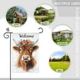 thumbnail image 5 of Welcome Watercolor Highland Cow with Flowers Garden Flags 12×18 Inch Double Sided Decorative Yard Banner Seasonal Flag for Outdoor Outside Decor, 5 of 6