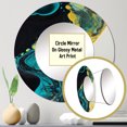 thumbnail image 3 of Designart "Rêves Liquides en Turquoise et Jaune III" Miroir Rond Abstrait Ensemble de 3 - Miroir de Chambre Mural Transitionnel Turquoise, 3 of 5