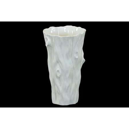 Beautiful Ceramic Vase Designed In A Tree Bark Replica In White