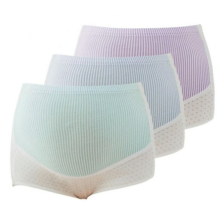 

3-Pack Striped High Waist Maternity Panties Over Bump Pregnancy Briefs Adjustable Waistband Belly Support Maternity Underpants