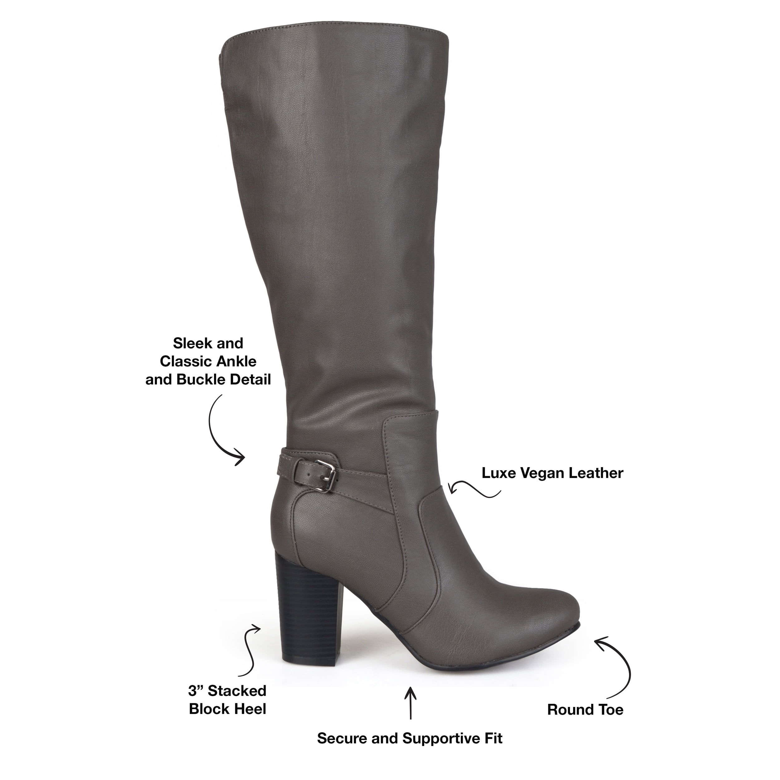 Journee Womens Carver Wide Calf Stacked Heel Knee High Boots