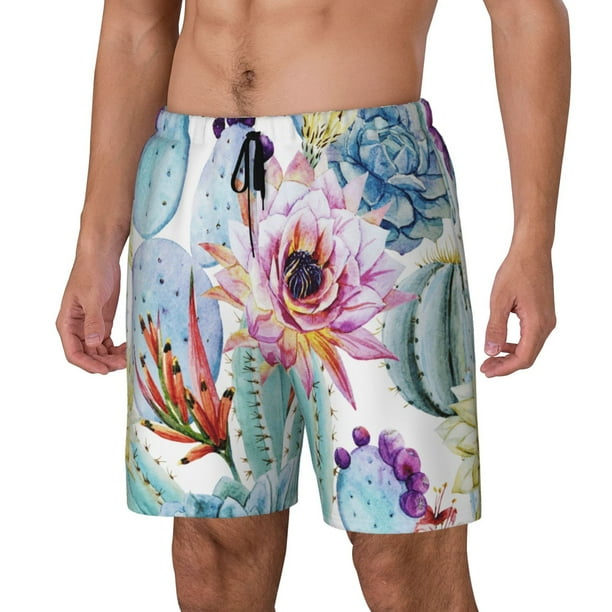 Fotbe Cactus Traje de Baño para Hombre – Shorts de Natación de Secado Rápido con Forro y Bolsillos-Medium