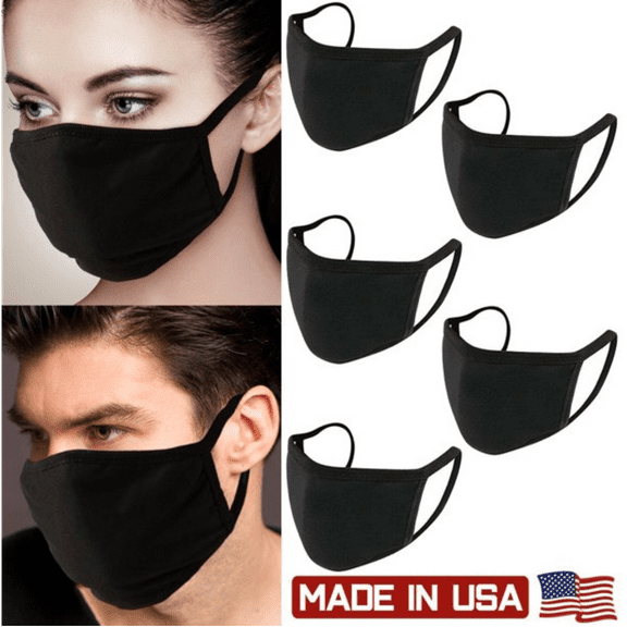 PRO MC 5Pcs Unisex Face Mask Protect Reusable 100% Cotton Comfy Washable Made In USA