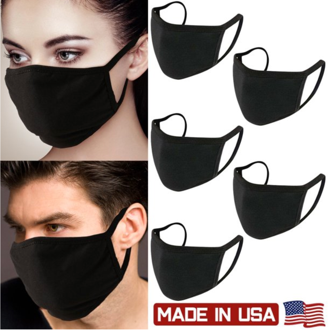 PRO MC 5Pcs Unisex Face Mask Protect Reusable 100% Cotton Comfy Washable Made In USA - image 1 of 5