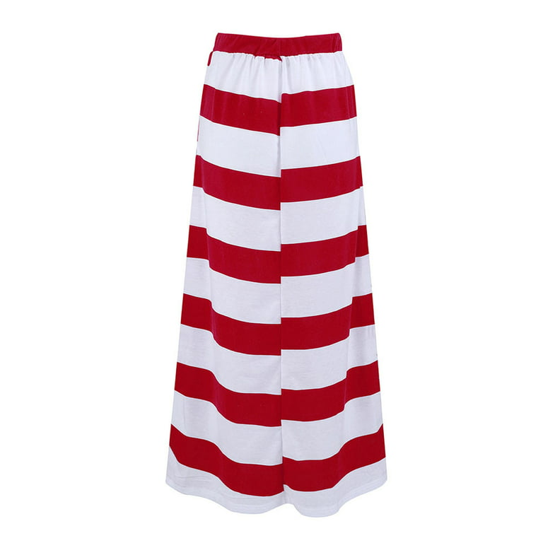Jdefeg Skirt Patterns for Sewing Women Womens Waist Long Skirt Stripe Hight Fashion Maxi Skirt Kayak Spray Skirt Large Shorts Skirts for Women Red L