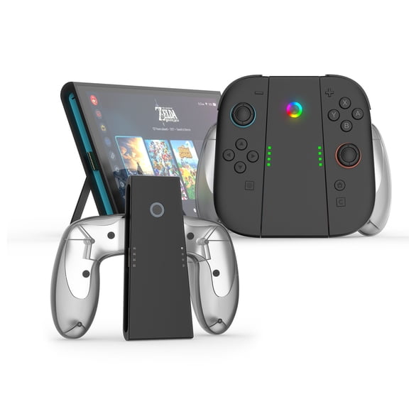 JYS Multi-Functional Rechargeable Grip for Nintendo Switch 2 Joy-Con - Ergonomic Charging Handle for Left/Right Small Controllers, 2-in-1 Grip & Charger with LED Indicator