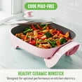 thumbnail image 3 of GreenLife Nonstick Square Electric Skillet with Glass Lid, 12 Inches, Pink, 3 of 9